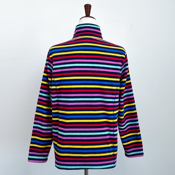 Lands' End Colorful Stripe Fleece Quarter-Zip Pullover - Picture 6 of 8